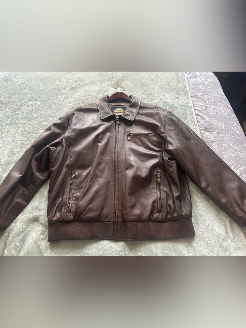 Top Gun Brown Leather Bomber Jacket Men's 2X Aviator Flight Jacket